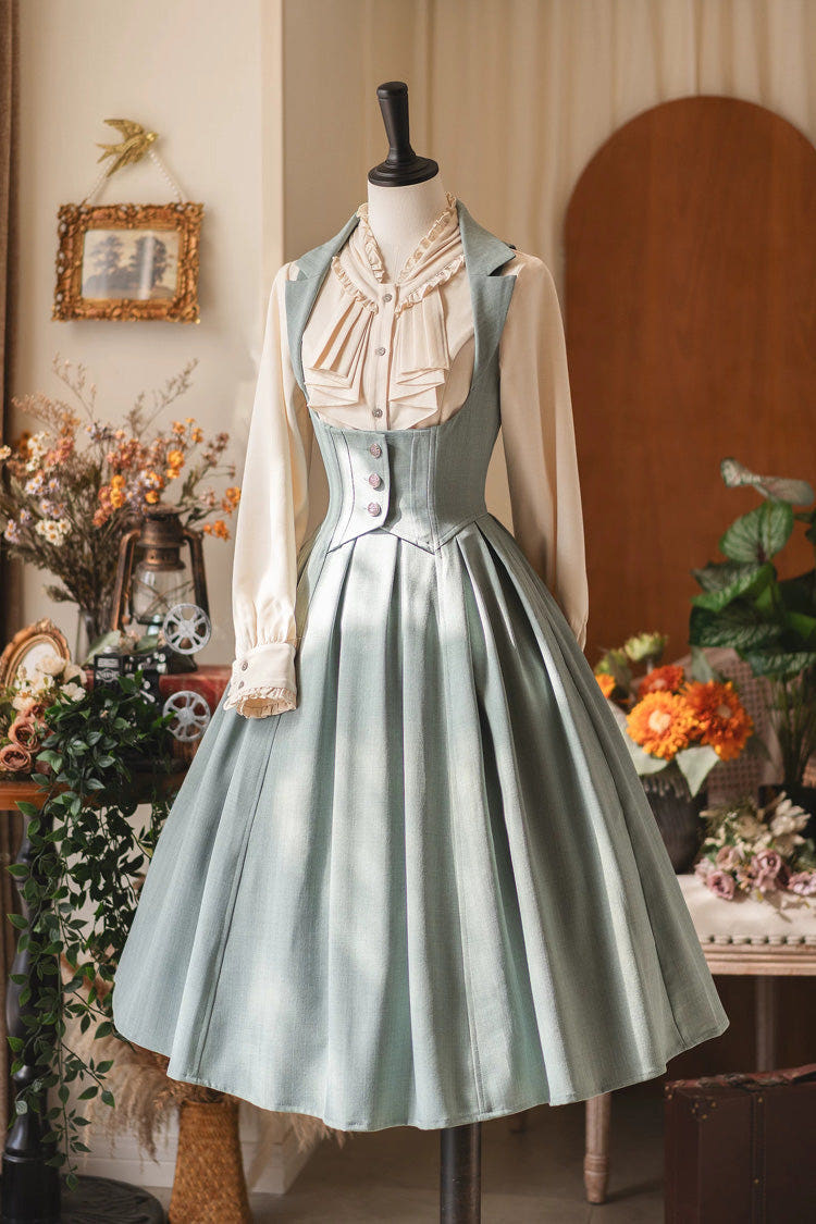 [Forest Knows Fall] Sleeveless Classic Vintage Elegant Bust-Support Lolita Dress 2 Colors - Teal(Dress-Only) - 1