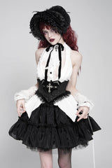 Black Lace Lace-Up Cross&Eyes Underbust Slim Women's Gothic Corset - Product - 12