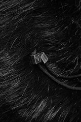 Black Hooded Long Fur Mens Gothic Cloak - Product - 8