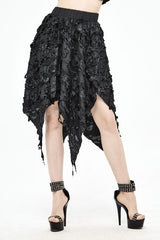 Black Punk Tattered Sharp Hem Womens Skirt - Black - 1