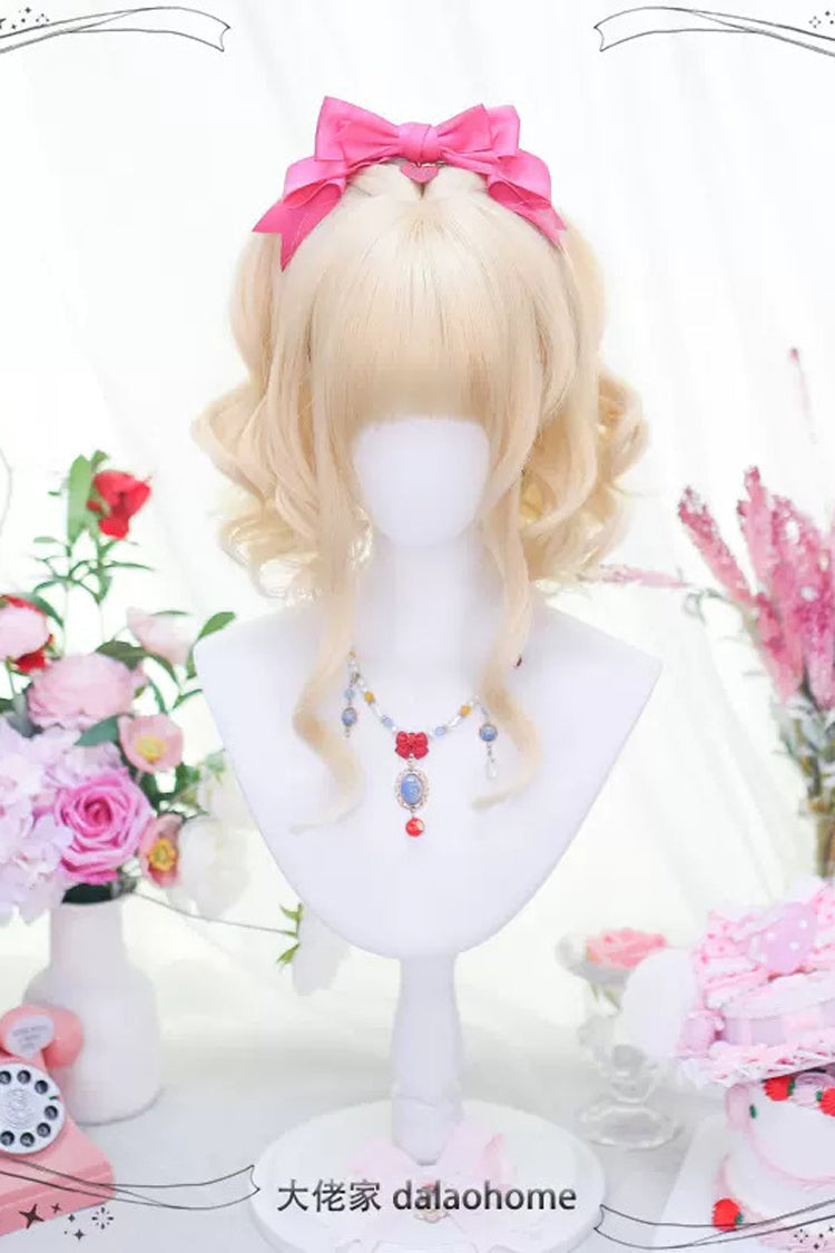 Gold Secondary Cute Short Curly Sweet Lolita Wigs - Product - 2