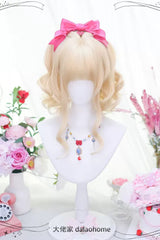 Gold Secondary Cute Short Curly Sweet Lolita Wigs - Product - 2