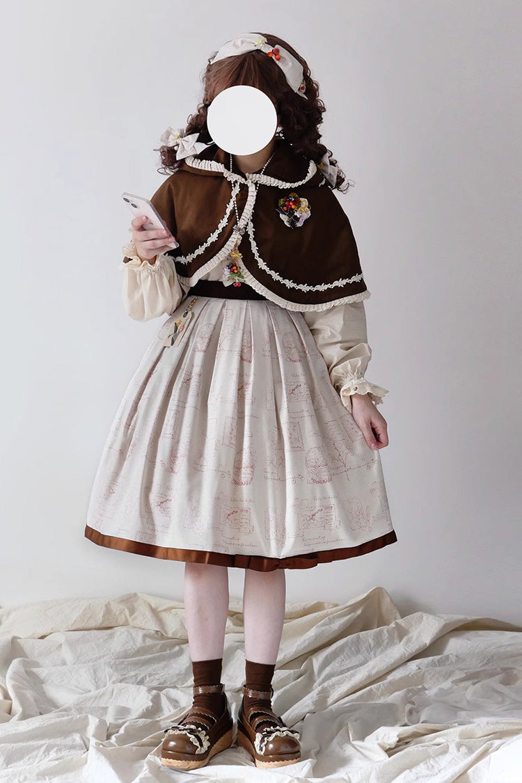 Forest Illustrated Book Watercolor Picture Book Print Sweet Elegant Lolita Skirt 3 Colors - Product - 18