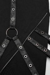 Cracked Leather Stitching Metal Rivet Decoration Mesh Men's Steampunk Pants 2 Colors - Product - 8