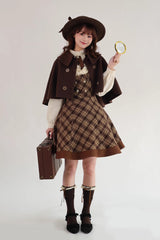 Brown [Broken Pocket Watch] Sleeveless Printed Classic Lolita Bust-Support Jsk Dress - Product - 4