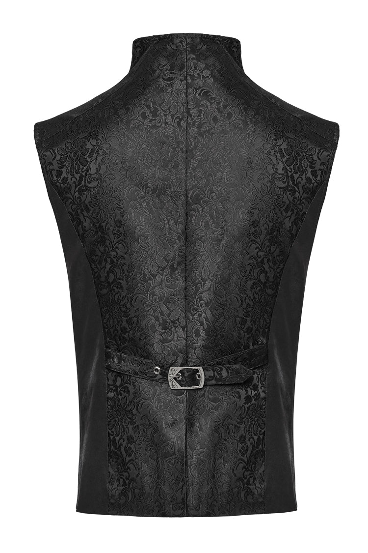 Black Sleeveless Eyelets Buckle-up Lace-Up Men's Gothic Vest - Product - 8
