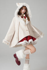 Beige [Clock of Reincarnation Cycles] Cat Ears Magic Hooded Sweet Lolita Coat Cloak - Beige - 1