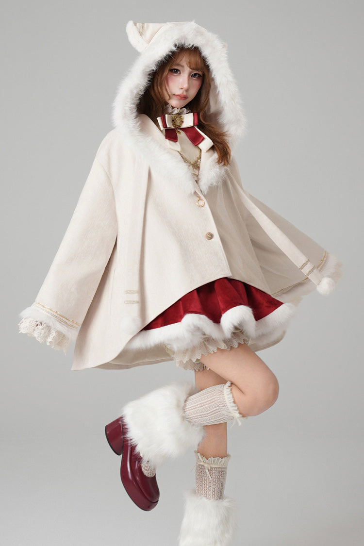 Beige [Clock of Reincarnation Cycles] Cat Ears Magic Hooded Sweet Lolita Coat Cloak - Beige - 1