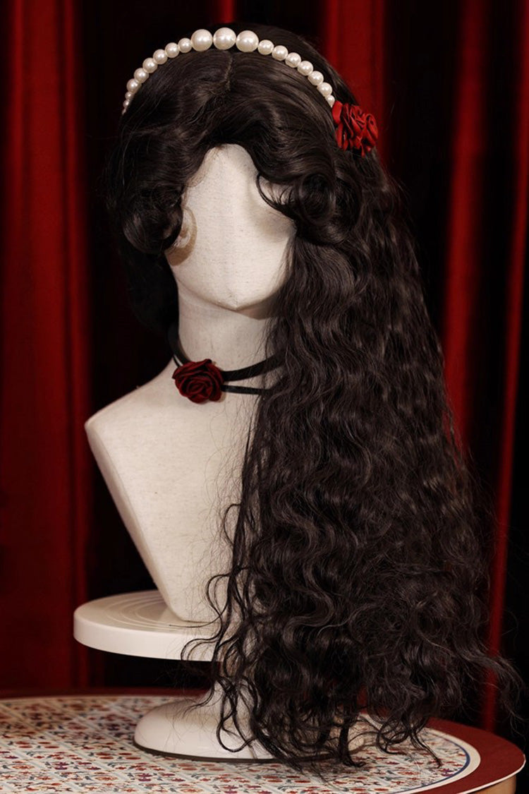Matte Black [Gypsy Rose] Vintage Elegant Fluffy Wool Lolita Curl Wig - Product - 5