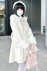 Snow Plush and Thickened Long Sleeves Bowknot Sweet Lolita Coat 2 Colors - Product - 7
