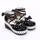 Round Toe Bowknot Lace Sweet Lolita Shoes - Black - 3