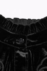 Black Long Sleeves Ruffle Floral Embroidery Women's Gothic Blouse - Product - 5