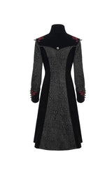 Black Jacquard Studded Mushroom Buckle Metal Cross Embroidered Women's Gothic Coat - Product - 10