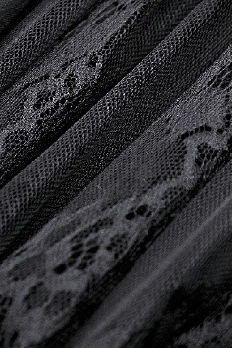 Black High Waisted Heart Embroidered Lace Women's Gothic Maxi Skirt - Product - 16