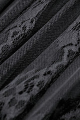 Black High Waisted Heart Embroidered Lace Women's Gothic Maxi Skirt - Product - 16