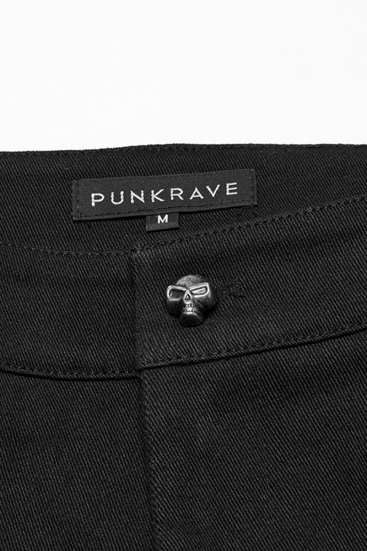 Black Buckle Skull Men's Punk Pants - Product - 5