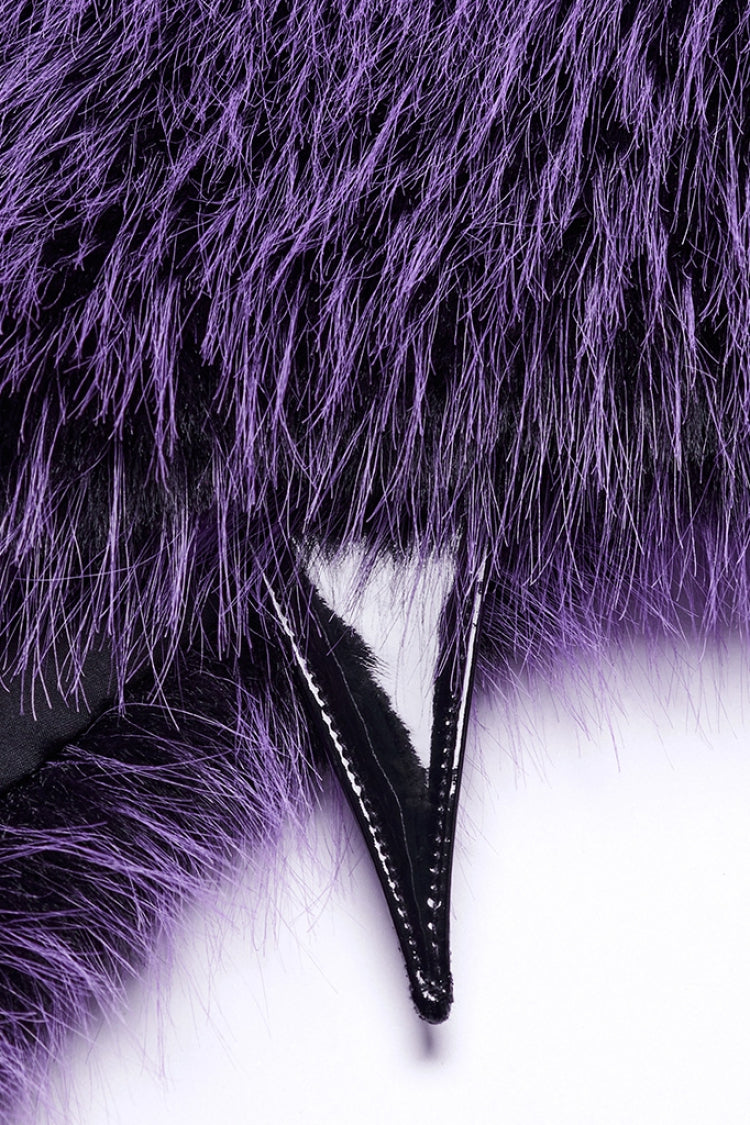 Violet Stand Collar Sleeveless Gradient Faux Fur Women's Gothic Cape - Product - 8