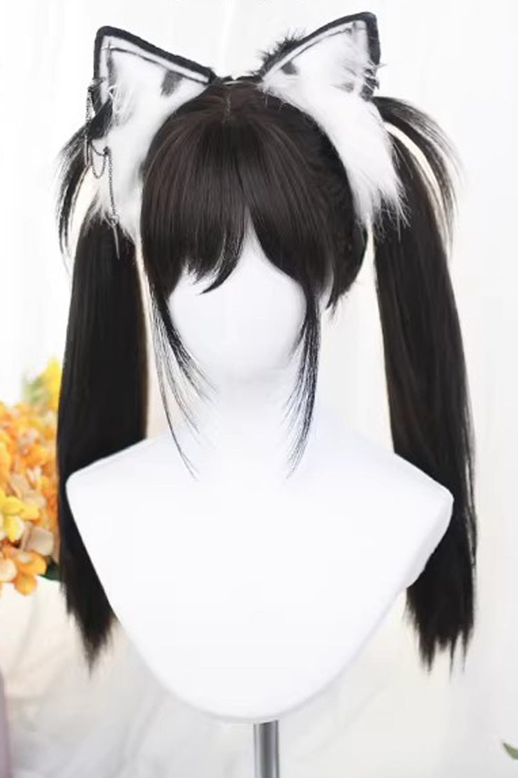 Black Tea Brown Special Bangs Sweet Daily Lolita Long Straight Wig - Product - 4