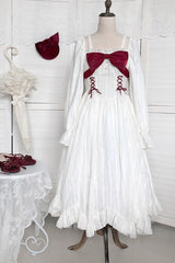 White Roman Covenant Boat Neck Long Sleeves Ruffle Classic Lolita Dress - Product - 6