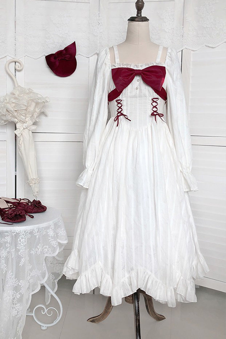 White Roman Covenant Boat Neck Long Sleeves Ruffle Classic Lolita Dress - Product - 6