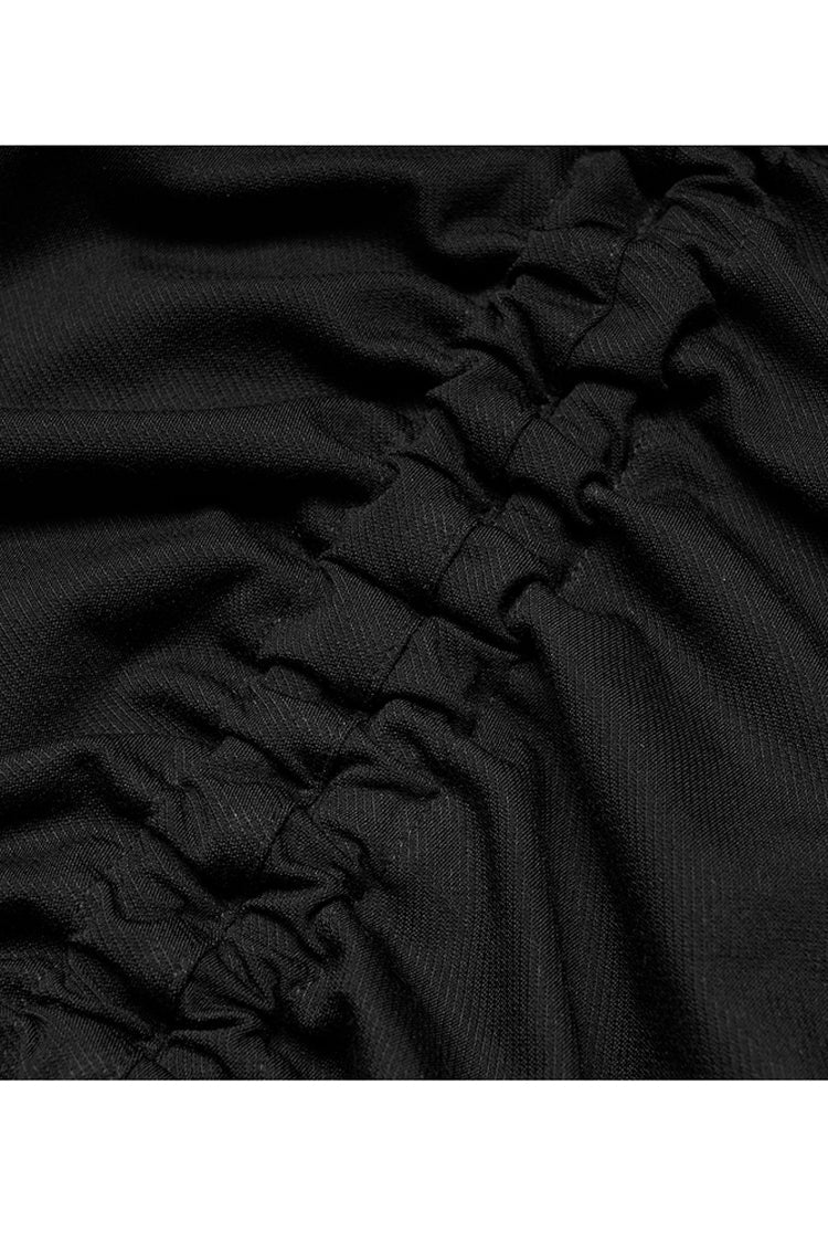 Black Knitted Stretch Hollow-Carved Design Drawstring Bodycon Shoulder Strap Halter Neck Women's Punk Dress - Product - 8