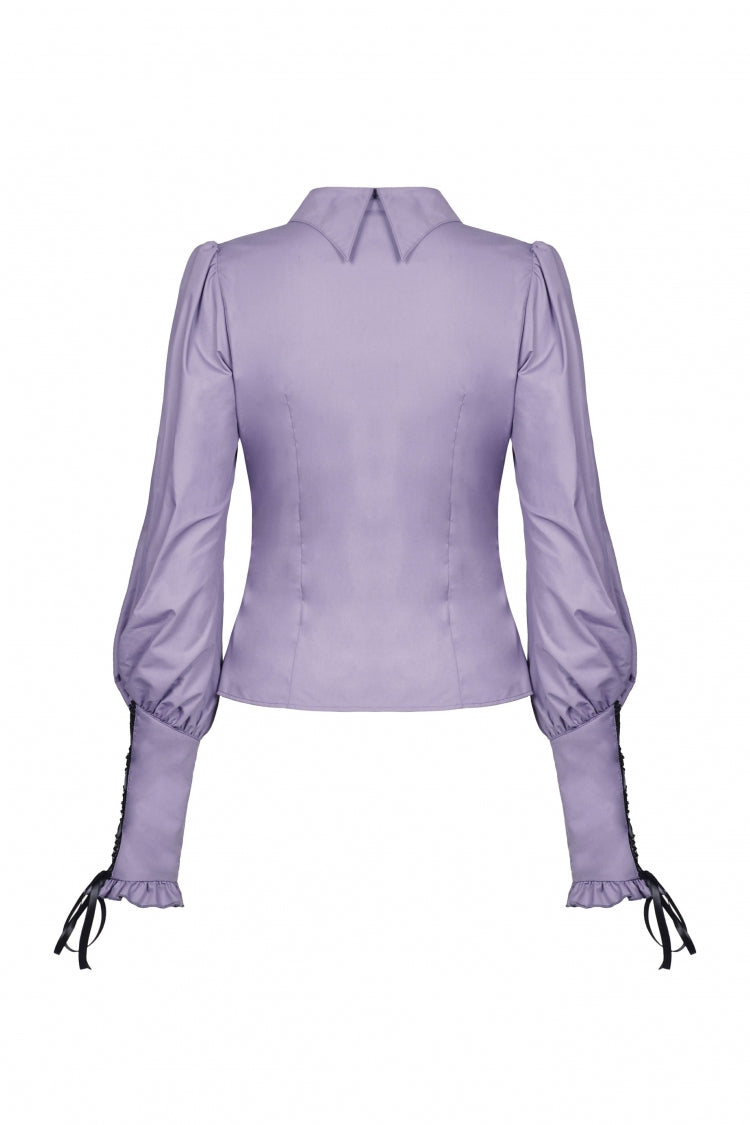 Purple Star Collar Long Puff Sleeves Women's Gothic Witch Blouse - Product - 14