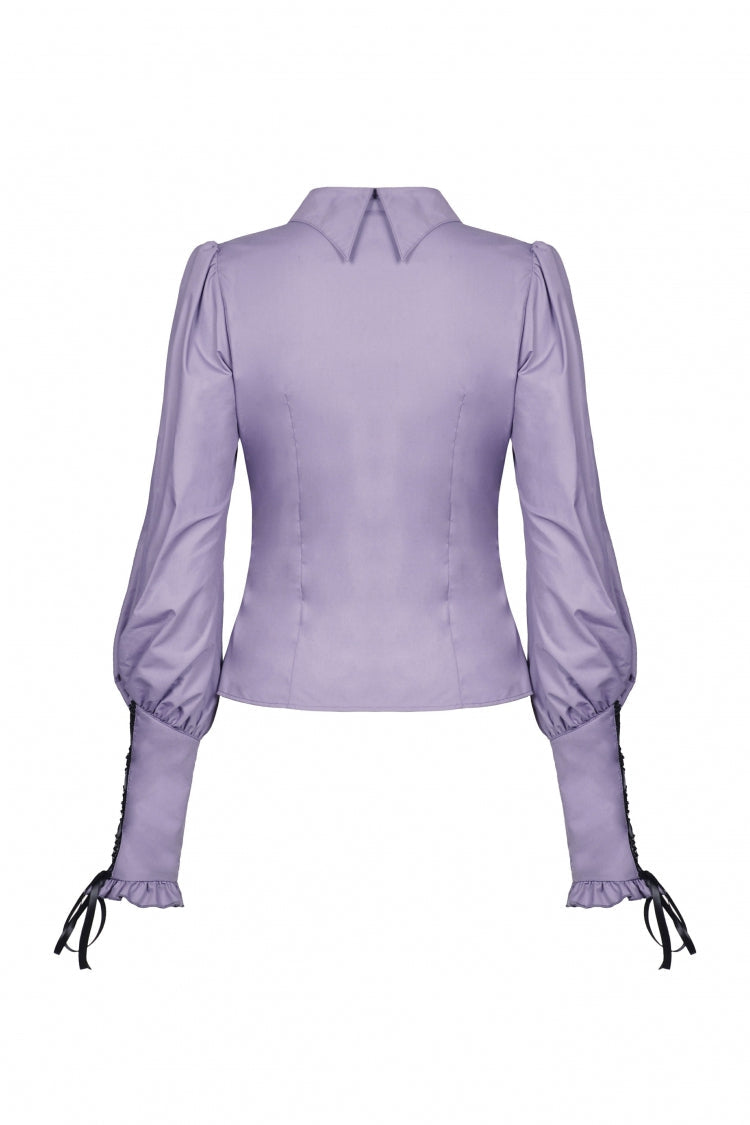 Purple Star Collar Long Puff Sleeves Women's Gothic Witch Blouse - Product - 14