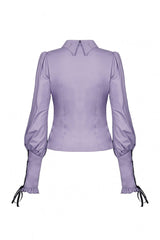 Purple Star Collar Long Puff Sleeves Women's Gothic Witch Blouse - Product - 14
