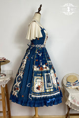 Dark Blue [Tea Party] Print Ruffle Bowknot Lace Sweet Elegant Lolita Jsk Dress - Product - 12