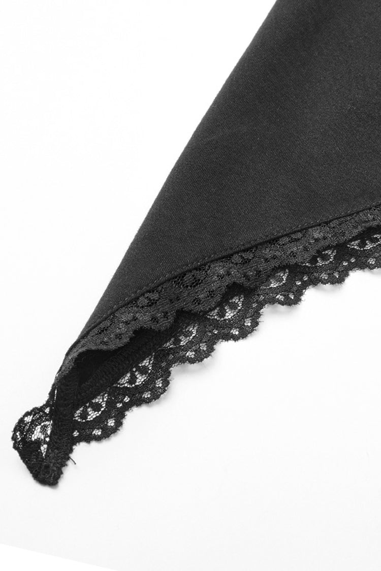 Black Bertha Neck Off Shoulder Long Sleeves Embroidery Women's Punk Blouse - Product - 7