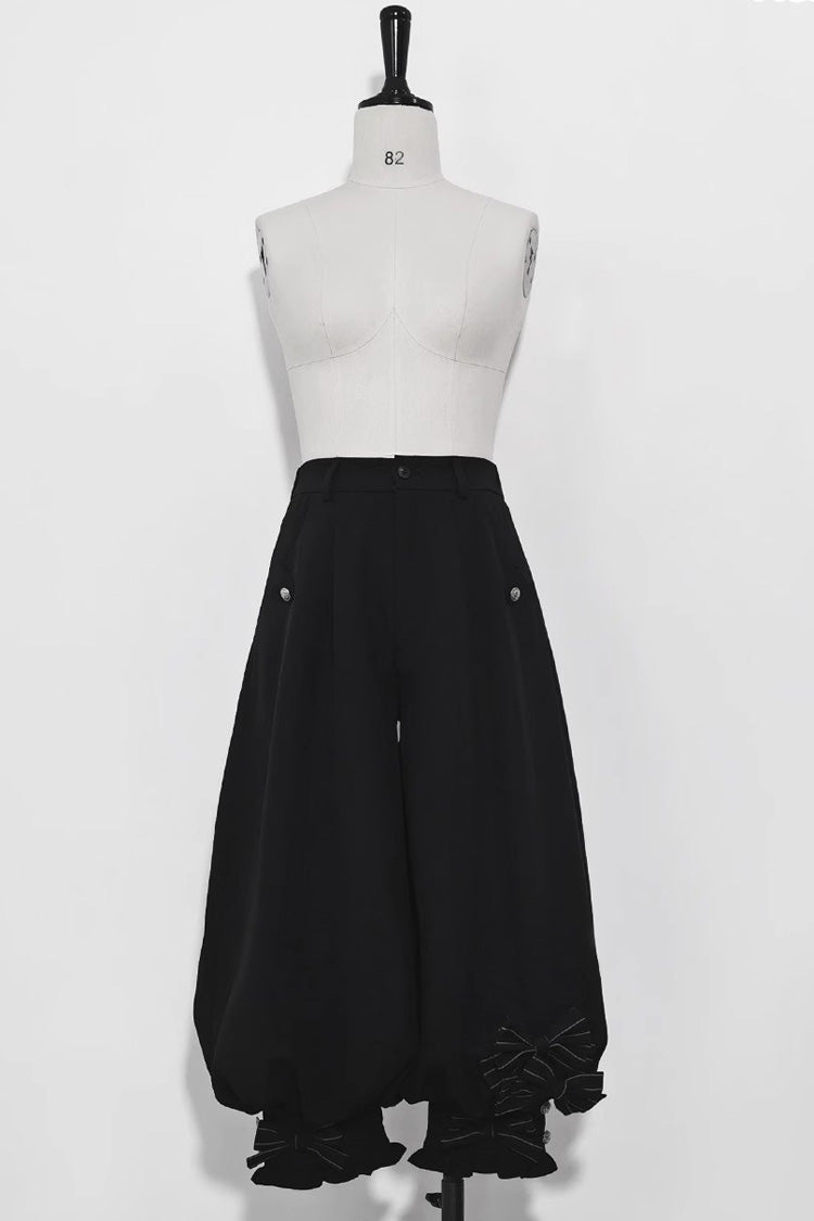 Black Secret Morning Paper Ouji Fashion Lolita Cropped Pants - Black - 1
