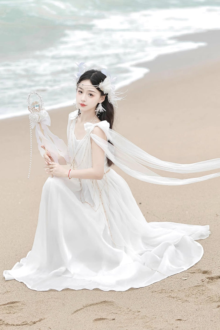 White [Messenger of God] Greek Style Sleeveless Ruffle Elegant Lolita Jsk Dress - Product - 11