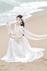 White [Messenger of God] Greek Style Sleeveless Ruffle Elegant Lolita Jsk Dress - Product - 11