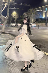 Ivory Off Shoulder Bowknot Sweet Elegant Princess Lolita Dress - Product - 2