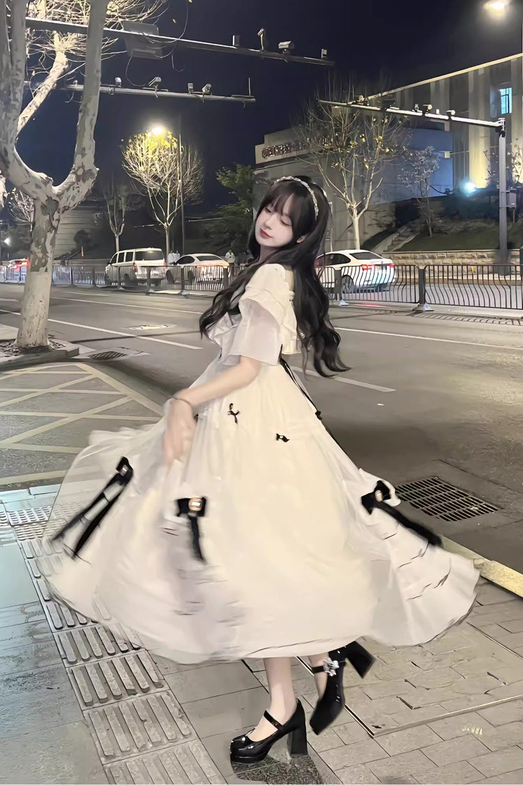 Ivory Off Shoulder Bowknot Sweet Elegant Princess Lolita Dress - Product - 2