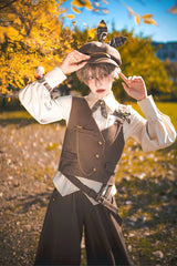 Coffee Brown Cute and Handsome Secret Morning Post Series Ouji Lolita Vest - Product - 4