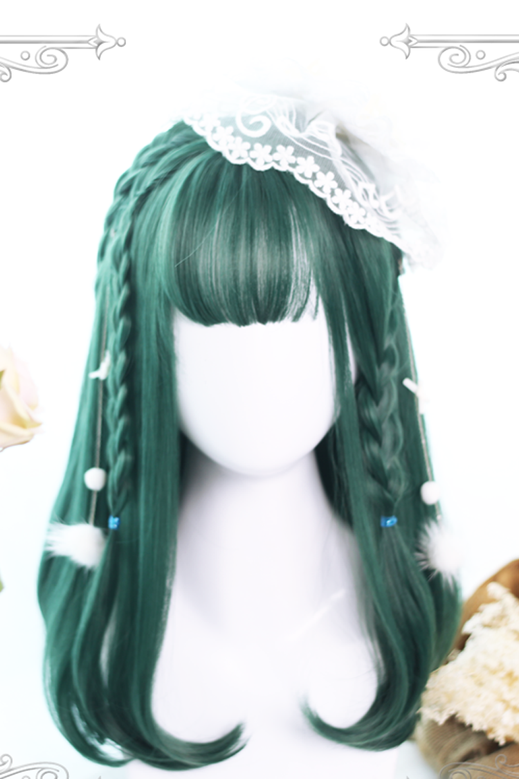 Green Long Hair-tail Micro Curly  Hair Classic Lolita Wigs - Green - 1