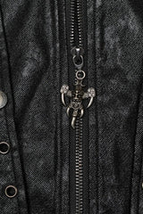 Black Crackled Mesh Hollow Stitching Hooded Mens Steampunk Coat - Product - 6