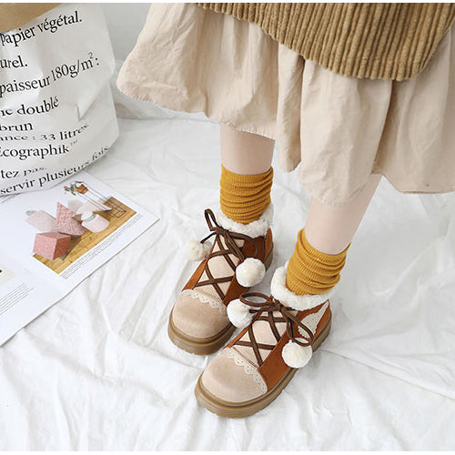 Brown Suede Sweet Lolita Short Martin Boots - Product - 4