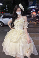 Ivory [Cindy Rose] Halterneck Sleeveless Ruffle Bowknot Sweet Elegant Lolita Jsk Dress - Product - 2