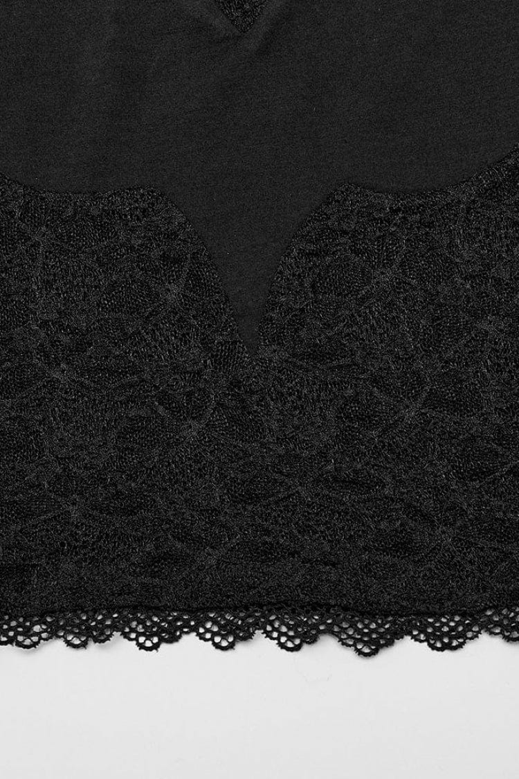 ブラック オフショルダー 半袖 透かし リボン レース レディース ゴシック Top 商品画像