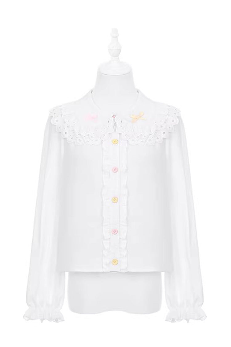 Yellow Nostalgic Showa Custard Cream Puff Sleeveless Triple-Layered Ruffled Bow Lace-Up Tiered Cake Sweet Jsk Dress - Top - 13