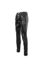Black Lace Up Patent Leather Men's Punk Pants - Product - 9
