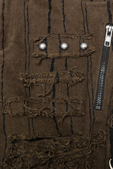 Metal Rivet Decoration Stitching Mesh Ripped Men's Steampunk Straight Pants 2 Colors - Product - 13
