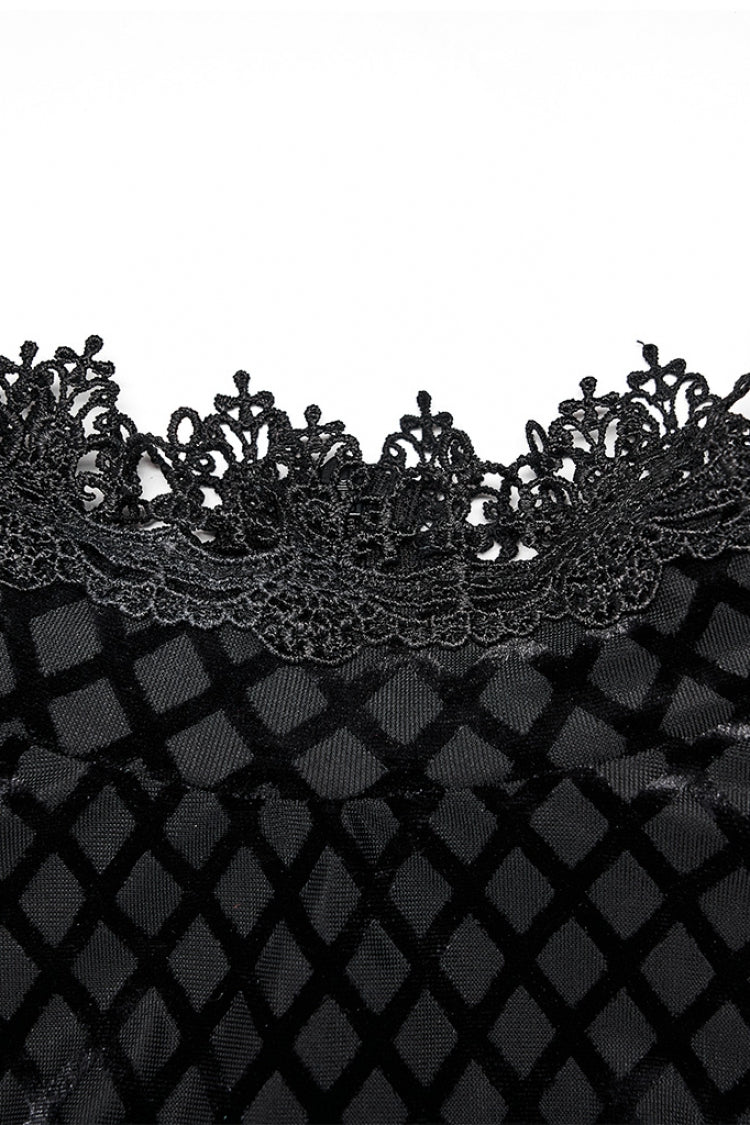 Black Long Sleeves Invisible Zipper High Waisted Hollow Stitching Women's Gothic Dress - Product - 5