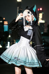 Black/White [Electronic Cat] Print Future Suit Gothic Cool Lolita Dress - Black/White - 1
