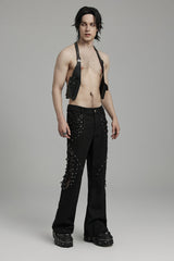 Black Faux Leather Vest Straps Men's Steampunk Vest Bag - Product - 6
