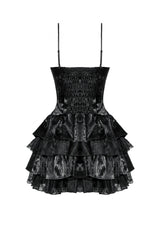 Black Sleeveless Multi-Layered Ruffled Women's Punk Party Slip Dress Graduation Dress - Product - 12
