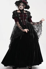 Wine Red Long Sleeves Hollow Lace Tassels Women's Gothic Jacket - Product - 4