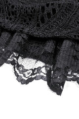 Black Faux Leather Spliced Lace Lace-Up Women's Punk Mini Skirt - Product - 17